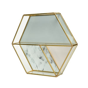 Marble Hexagon Mirror Tray