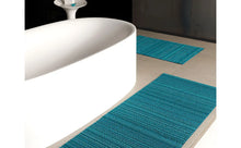 Load image into Gallery viewer, Skinny Stripe Shag Utility Mat in Turquoise -  24&#39;&#39;X36&quot;
